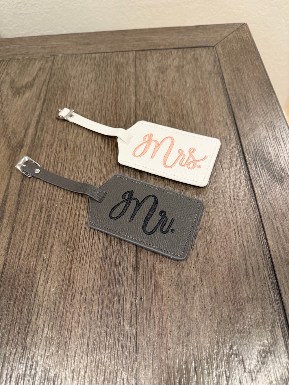 Mr. & Mrs. Embroidered Luggage Tags Set – Honeymoon & Travel Accessories